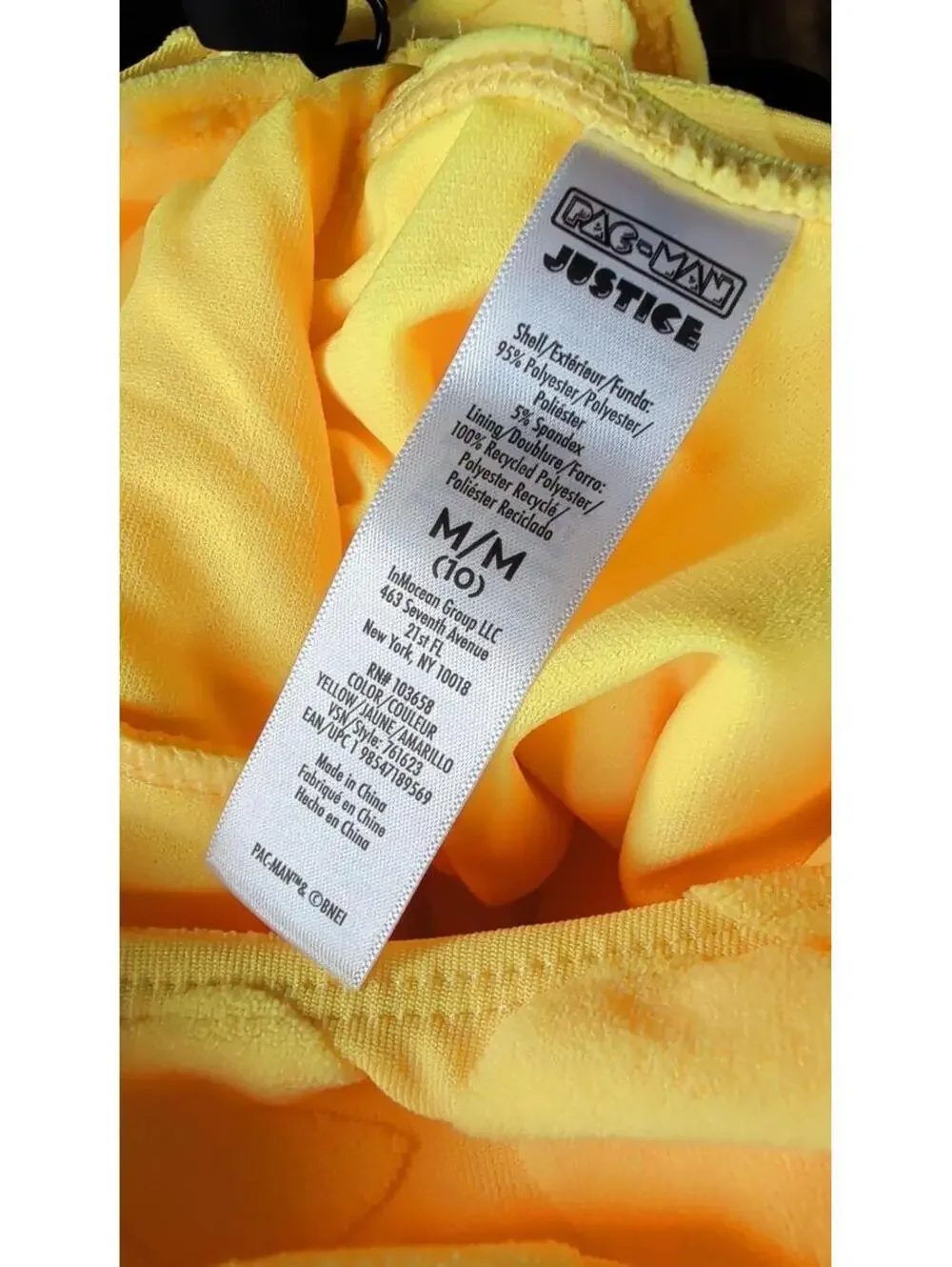 Justice Pac-Man Girls Yellow One-Piece Swimsuit Size M (10) NWOT